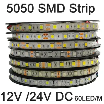 12V 24V DC 5m SMD 5050 LED Trak 60LEDs/m Fleksibilen Dekoracija Razsvetljava IP20 IP65 Vodotesen LED Trak RGB RGBW RGB SCT Toplo Bela