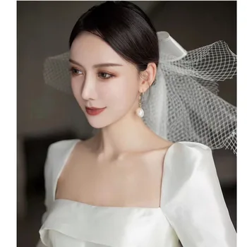 2020 Novo Styling Poročni Veil Saten Lok Headdress Ličila Umetnik Studio Pribor Kratek Poroko Vail Korejskem Slogu