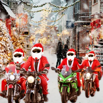 2022 Nova Motoristična Čelada Božični Klobuk Santa Claus Brado Masko Smešno Zaščitna Prah-dokazilo Kritje Xmas Party na Prostem Dekor