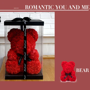2022 Umetno Z Box Umetne cvetne Rose medvedek Za Ženske Valentine ' s Poroko, Rojstni dan, Božično Darilo