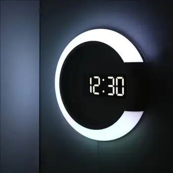 3D LED Digitalna Stenska Ura Alarm Ogledalo Votlih Watch Tabela Ura 7 Barv Nočna Temperatura Za Domačo dnevno Sobo, Spalnico