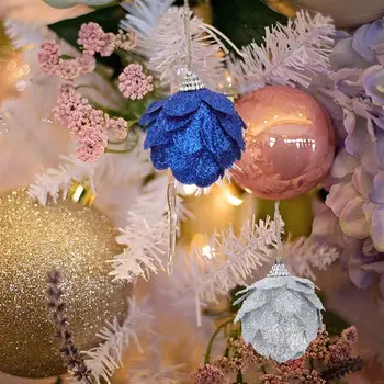 6Pcs Umetne Rože Božični Kroglice Za Xmas Tree DIY Obesek Visi Adornments Veren Cvet Obeski Božič Drevo Ornament