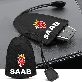 Avto Novo črno Usnje avto ključ Primeru Daljinski ključ zajema keychain Za SAAB SCANIA 9-3 93 9-5 9 3 9000 9 5 Emblem Avto Dodatki