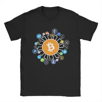 Bitcoin Blockchain Crypto Cryptocurrency Cryptocurrencies Moške Majice S Kratkimi Rokavi Letnik Tees Kratek Rokav O Vratu T-Shirt Bombaž