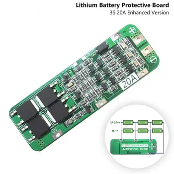 BMS 3S 18650 Litijeva Baterija, Polnilnik Protection Board 3S 20A 12,6 V Polnjenje Zaščita Balancer Modul