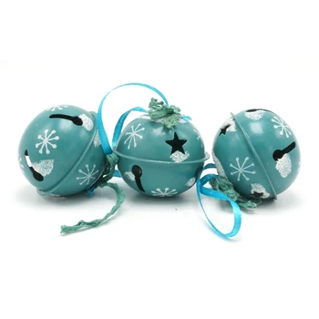 Božični Okraski, 6 Kos Modra Kovinski Sijoče Jingle Bells 50mm Za Dom Počitnice Božično Darilo Božično drevo okraski