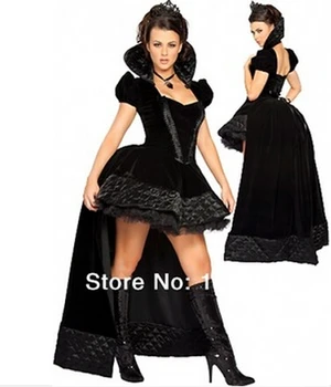 BREZPLAČNA DOSTAVA za Ženske, mačehe Alice v Čudežni deželi Črna Kraljica Goth Kraljica Tea Party Kostum