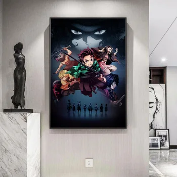 Demon Slayer: Kimetsu Ne Yaiba Tanjirou Nezuko lepoto Anime Manga Wall Art Platno Plakat Za Dnevna Soba Dekoracijo Doma