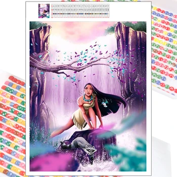 Diamond Slikarstvo Disney Pocahontas 5D DIY Polni Sveder Mozaik Risanka Kristalno Kompleti Nosorogovo Vezenje Umetnosti Doma, Okras, Darila