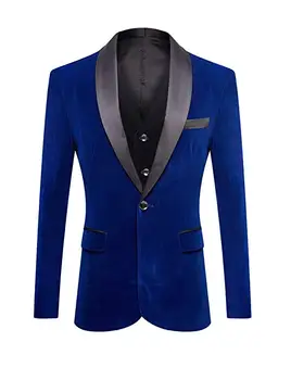 En Gumb Kraljevsko Modra Velet Mans Obleke Za Poroko Ženina Tuxedos Večerja Bo Ustrezala Poslovna Obleka Tri Kose Obleko(Suknjič+Telovnik+Hlače)