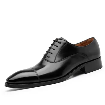Italijanski 2022 Novo moško Obleko Čevlje Luksuzni Pravega Usnja Classic Black Brown Čipke, Ročno izdelane Oxfords Poročni Čevlji za moške