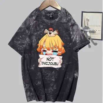 Japonski Anime Demon Slayer Smešno Tie Dye Priložnostne T-shirt Moda Poletje Kratkimi Rokavi Moški Ženske Agatsuma Zenitsu Vrh