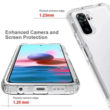 Jasno Primeru Telefon za Xiaomi Redmi Note10 Pro Opomba 10S 2 v 1 za Celotno Telo, Shockproof Odbijača Prozorni Zaščitni Silikonski Pokrov