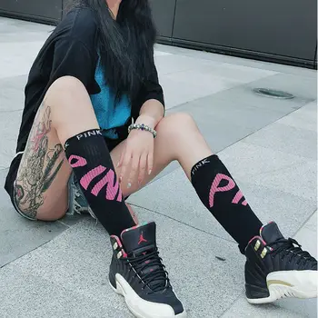 Korejski moda za ženske, Harajuku ustvarjalne roza nogavice street fashion hip-hop, rolkanje ženske nogavice prugasta vesel, ženske nogavice