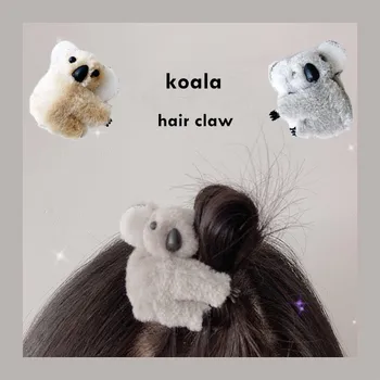 Korejski Risanke 3D Plišastih Koala Lase Nevihte Ostra za Ženske, Dekleta Jeseni, Zime, Lepe Lase Posnetek Otrok Bobby Pin Pokrivala