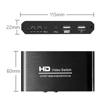 KVM HDMI Switch USB, HD 4Kx2K HDMI KVM Preklopnik za Windows 7 Miške, Tipkovnice tiskalnikov Naprave