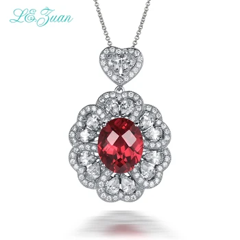 L&zuan Trendy Naravnih 6.37 ct Ruby Gemstone Luxury Obesek & Ogrlica Za Ženske funt-srebrni-nakit Fine Nakit P0067-W01