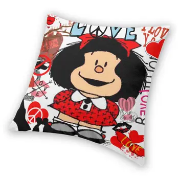Ljubezen, Mir In Mafalda Kvadratnih Vzglavnik Poliester Vrgel Blazino Quino Argentina Risanka Novost Pillowcover Doma Dekor