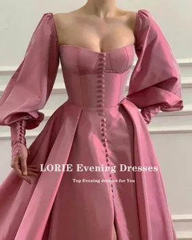 LORIE Rose Prom Obleke 2021 Ljubica Ekspandiran Rokavi Taffeta svate arabski Večerno obleko Celebrity Obleko za Maturo