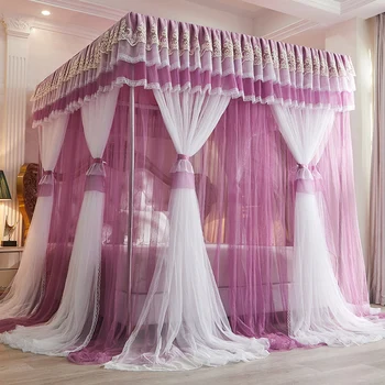 Luksuzni Dvojni kabini Romantično Bele Čipke Posteljo Plašč Princess Style Samostoječi komarjem Soba Dekoracijo