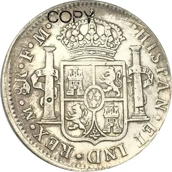 Mehika 8 Reales Karel IV 1802 FM Medenina Prevlečeno Srebro Kopijo Kovancev