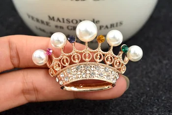 Moda Crystal Pearl Krono Kraljice Ženski Broška Kristalno iz Modni Princesa Dame Kopalke Corsage Broška