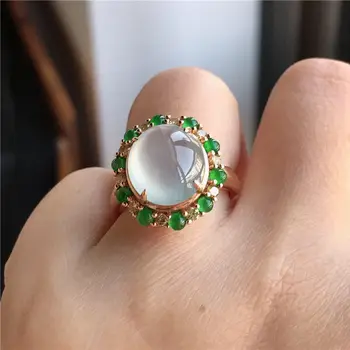 Nova zasnova srebro vdelan naravnih chalcedony krog cvetja nastavljiv prstan čar lepe iskrico ženske blagovne znamke nakit