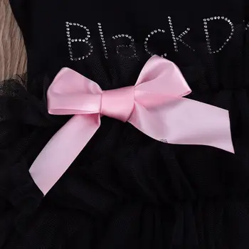 Otroci Baby Dekleta Vezene Moj Mali Črni Obleki Obleka, Romper Jumpsuit 0-18 M Izbrati