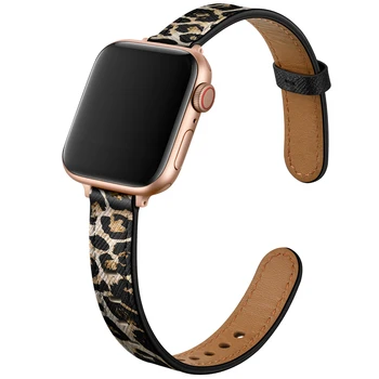 Pari Luksuzni Usnjeni Trak za Apple Watch Band 44 42 40 mm 38 mm Leopard Watch Band za Iwatch 6 Mp 4 5 Zapestnica Dodatki