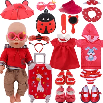 Prerojeni Baby Doll Oblačila Rdeče Krilo, pulover s kapuco Čevlji, Dodatki Za Ameriška Lutka In 43 CM Bourne Lutka DIY Igrače Dekle Generacije Darilo