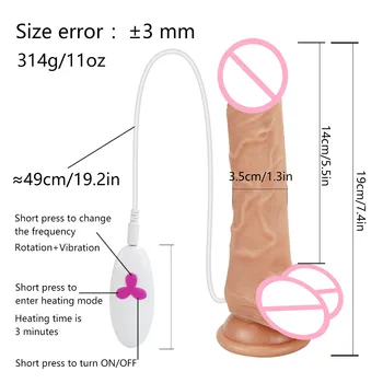 Realističen Penis, Vibrator Za Ženske 360 Rotacijski Ogrevanje Dildio Vibratorji priseska G Spot Masturbacija sextouse ženska