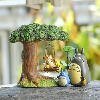 Risanka Swing Dekle Srčkan Totoro Pravljice Vrt Miniature DIY Ornament Dekoracijo Obrti Figurice Mikro krajine Doma Dekor