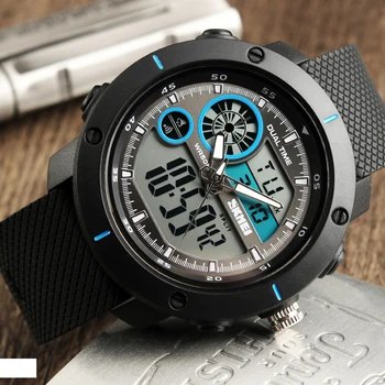SKMEI Kronograf Moški Športni Watch 2 Časovni Pas Datum Digitalni LED Vojaških Modnih Priložnostne Elektronika Kvarčne Ročne ure