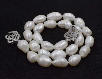 Sladkovodne pearl beli barok 10-13mm ogrlica 18 inch FPPJ debelo biseri narave