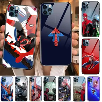 Spiderman Superheroj Steklo Ohišje Za iphone 12 11 Pro Max 12Pro XS Max XR X 7 8 Plus SE 2020 Primeru Kaljeno Varnostno Kritje