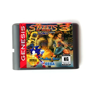 Streets Of Rage 3 Sonic Različico 16 bit MD Pomnilniško Kartico, Sega Mega Drive 2 za SEGA Genesis Megadrive