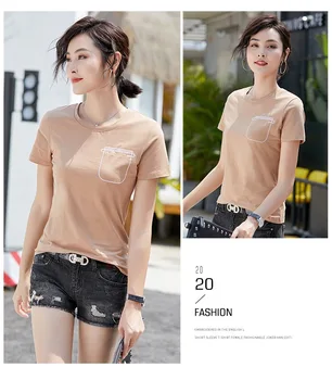 X5744-2020 poletje novi korejski kratek dno majica neto rdeče slim hujšanje barva kratek sleeved majica s kratkimi rokavi ženske