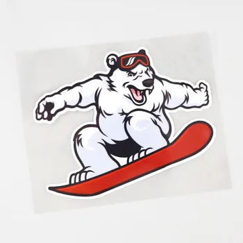 YJZT 13.3 CM X 10.4 CM Hladen Polarni Medved, ki je S Snowboard PVC Nalepke Avto Nalepke 11C-0504