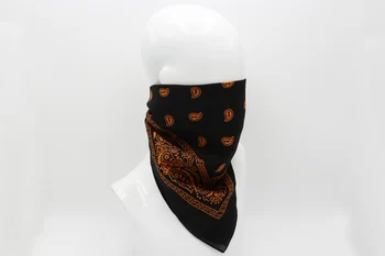 Črna Z Oranžno Paisley Bombaž Bandanas Moških Hiphop Glavo Headscarf Ženske Neckerchief Pokrivala Handkerchief
