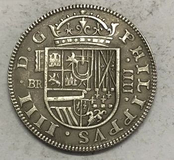 Španija 1660 BR 4 Reales-Felipe IV Kopijo Silver plated Kovanec