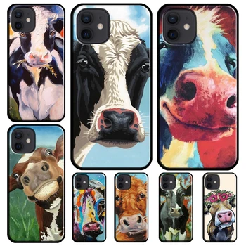Živali Govedo Krave Akvarel Primeru Za iPhone 13 11 Pro Max 12 X mini XS XR 7 8 Plus SE 2020 Coque Za iPhone 12 Pro